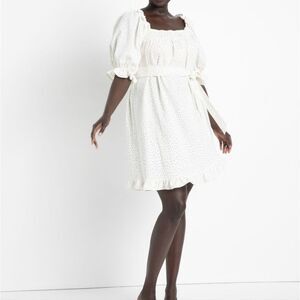 NWT ELOQUII Polka Dot Smocked Front Mini Day Dress